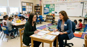 Instructional Coach working with a teacher 