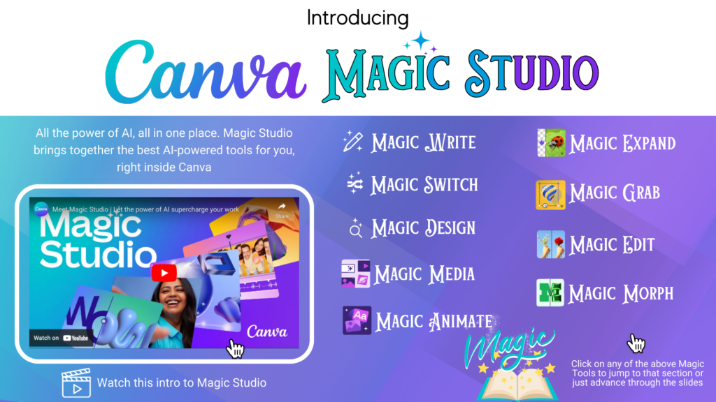 BUTTON Linking to Slide Deck of Canva's Magic Studio