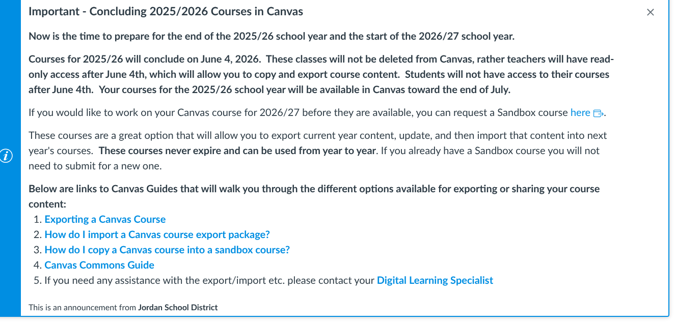 Canvas 2026 End of Year Information